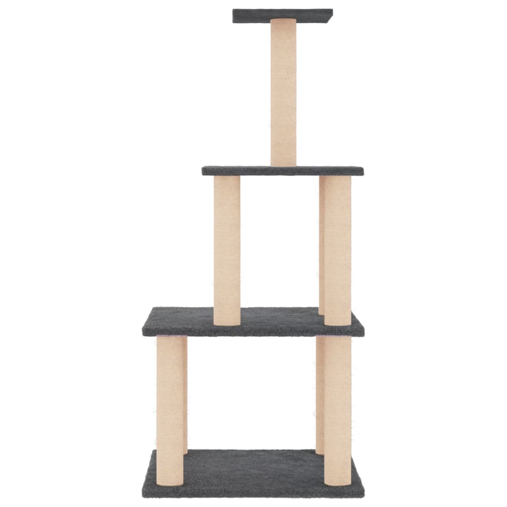 vidaXL Drapak dla kota z sizalowymi słupkami, ciemnoszary, 111 cm