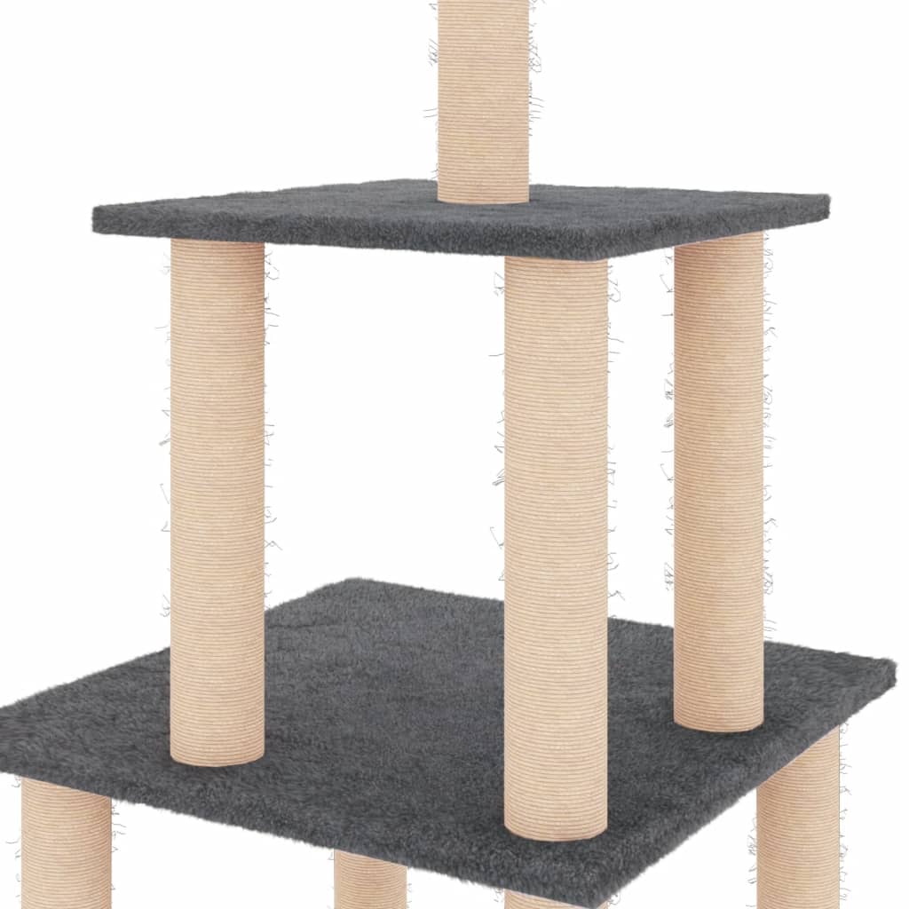 vidaXL Drapak dla kota z sizalowymi słupkami, ciemnoszary, 111 cm