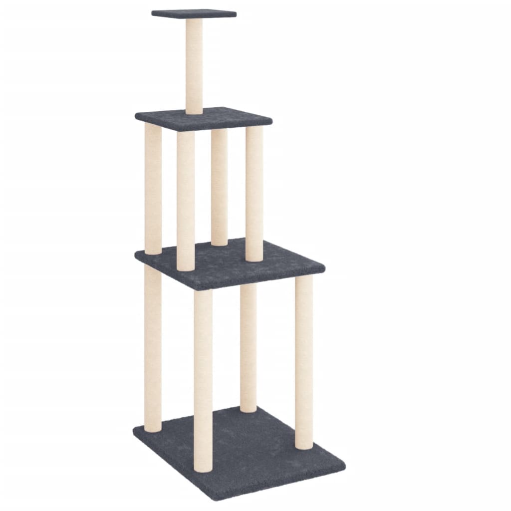 vidaXL Drapak dla kota z sizalowymi słupkami, ciemnoszary, 149 cm