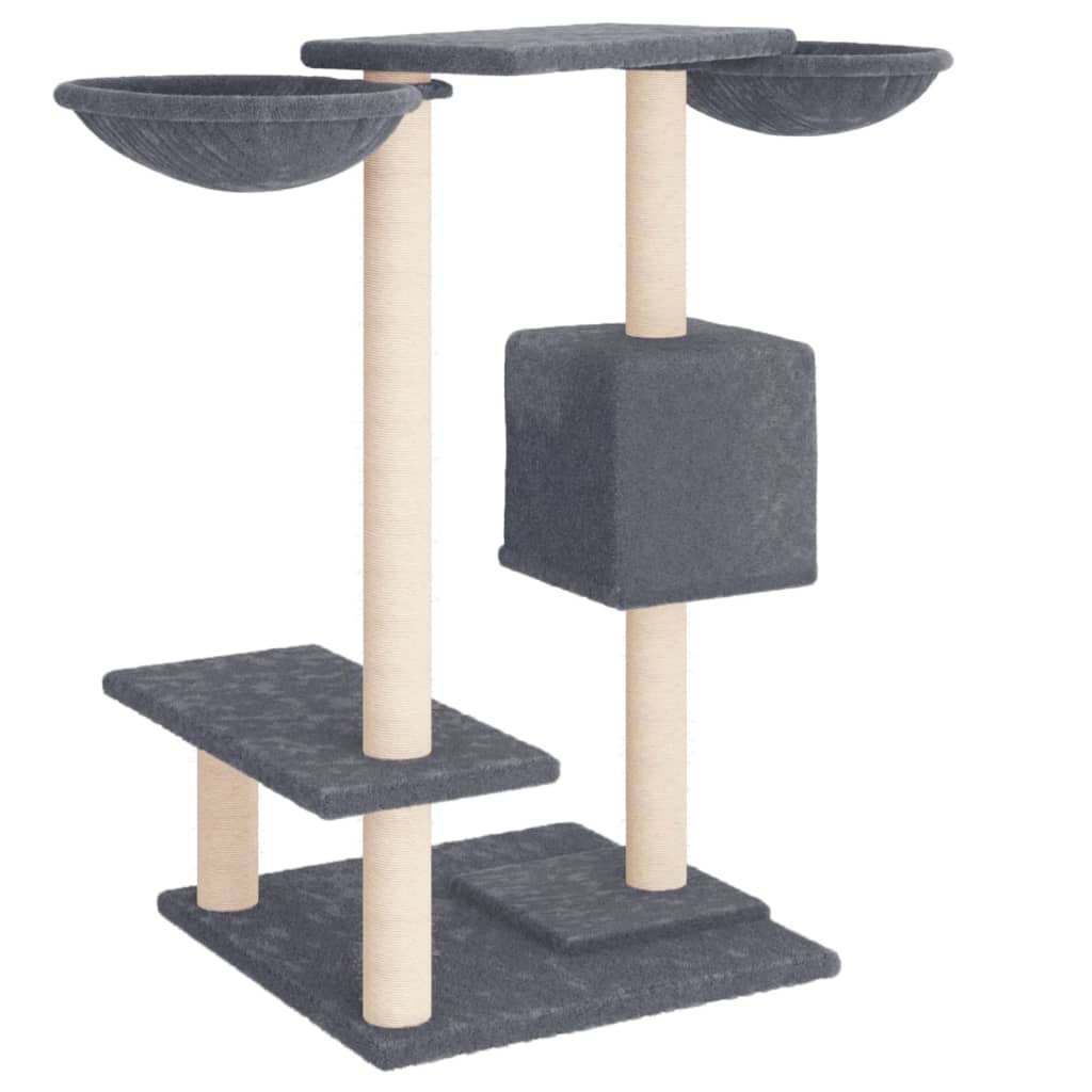 vidaXL Drapak dla kota ze słupkami, ciemnoszary, 82 cm