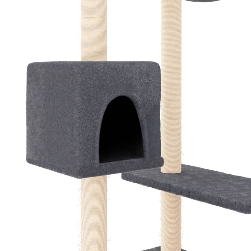 vidaXL Drapak dla kota ze słupkami, ciemnoszary, 82 cm