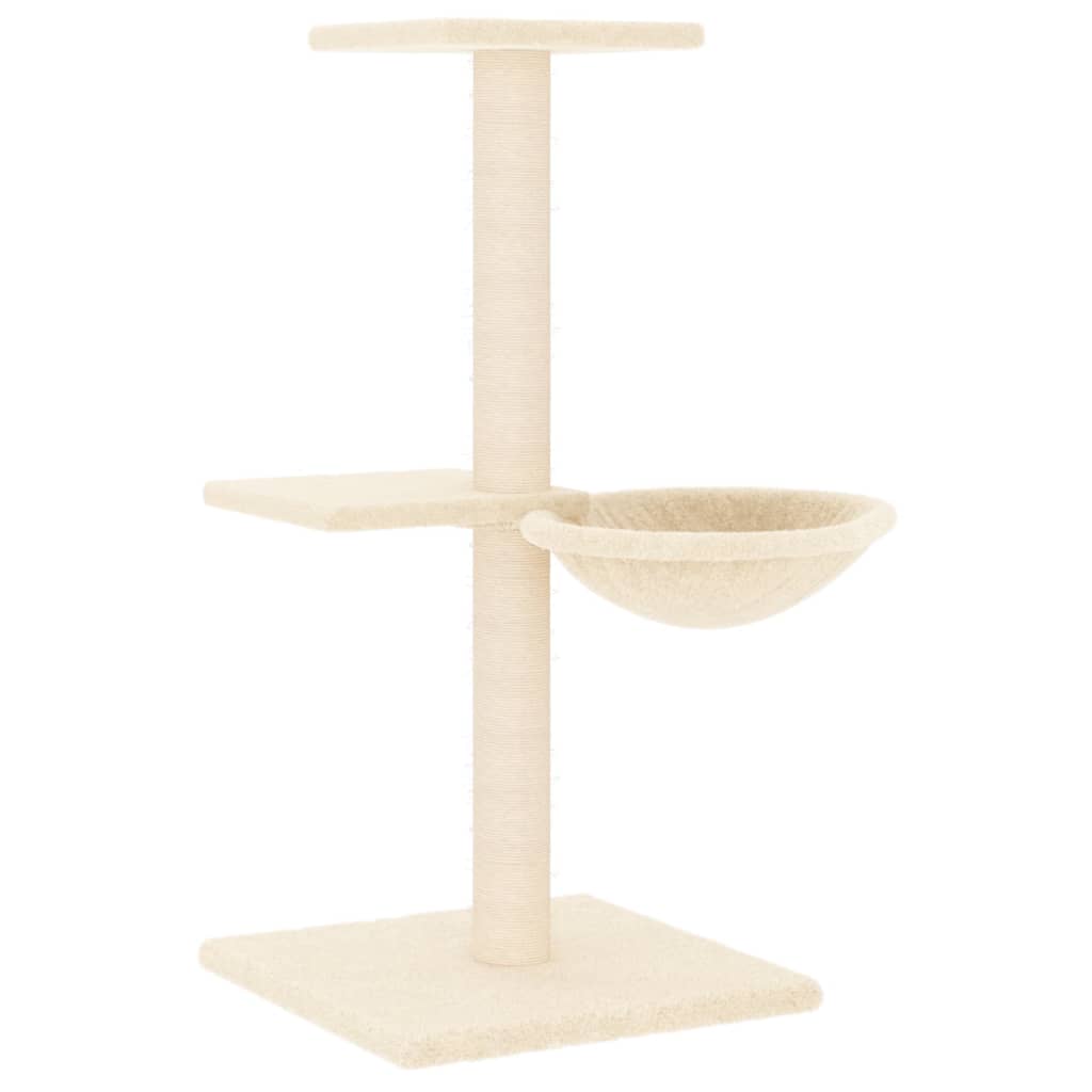 vidaXL Drapak dla kota z sizalowymi słupkami, kremowy, 72 cm