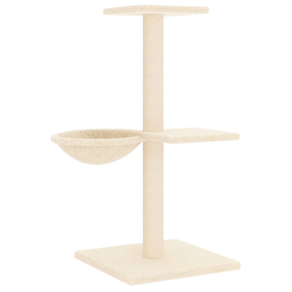 vidaXL Drapak dla kota z sizalowymi słupkami, kremowy, 72 cm