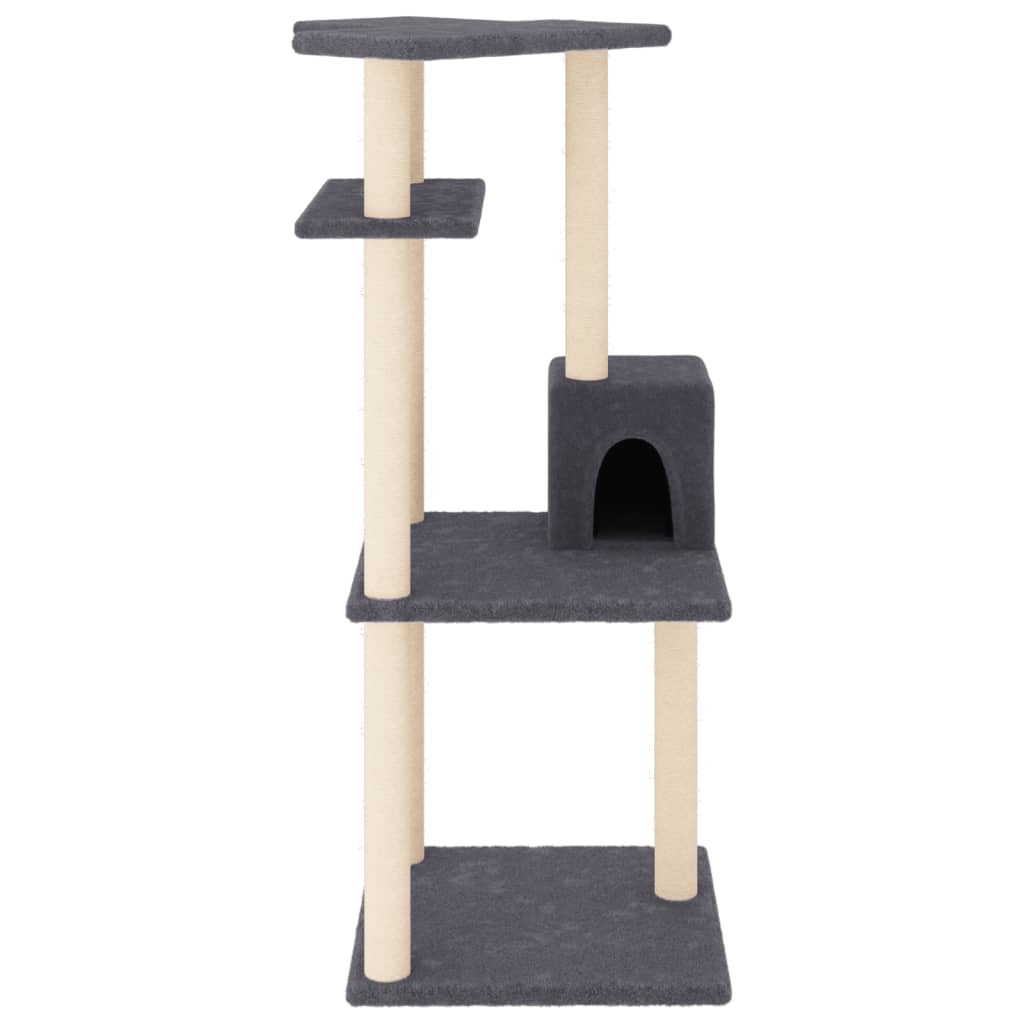 vidaXL Drapak dla kota z sizalowymi słupkami, ciemnoszary, 123 cm