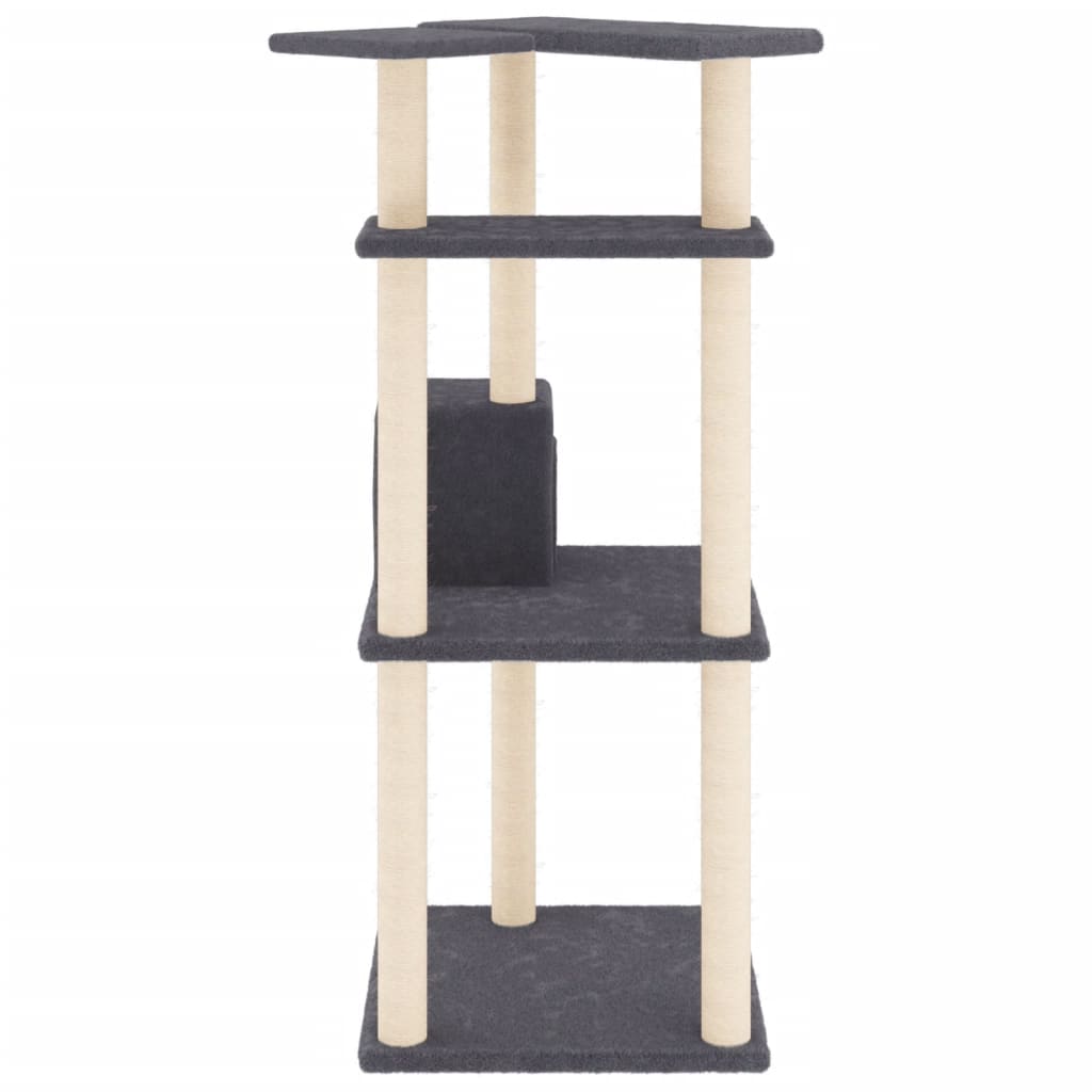 vidaXL Drapak dla kota z sizalowymi słupkami, ciemnoszary, 123 cm