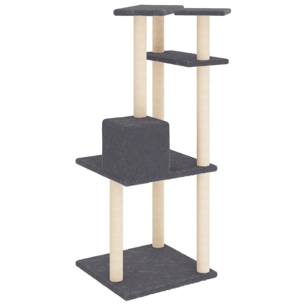 vidaXL Drapak dla kota z sizalowymi słupkami, ciemnoszary, 123 cm