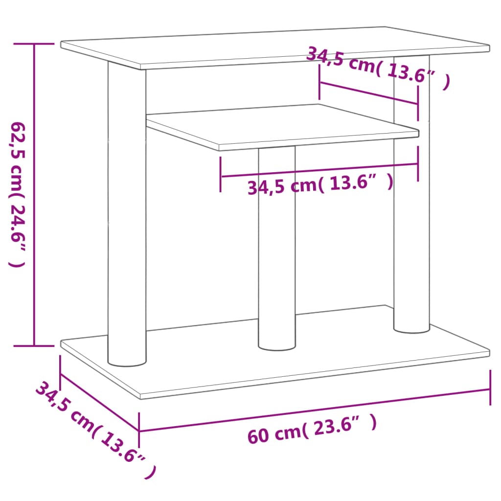 vidaXL Drapak dla kota z platformami, ciemnoszary, 62,5 cm