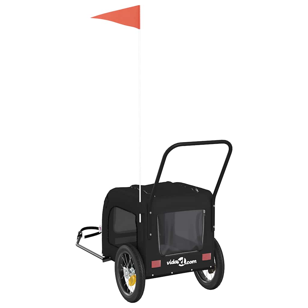 vidaXL Przyczepka rowerowa dla zwierząt Czarny 125 x 53 x 54 cm