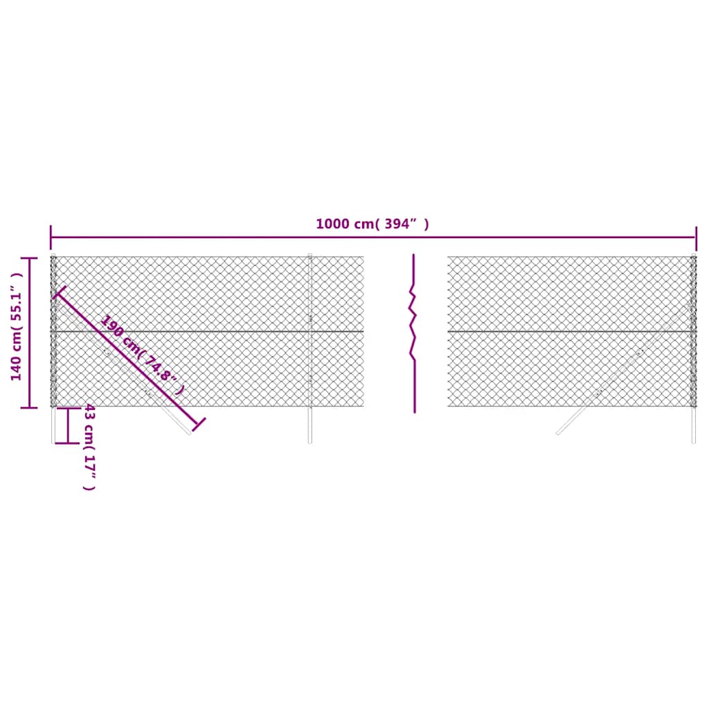 vidaXL Ogrodzenie z siatki, zielone, 1,4x10 m
