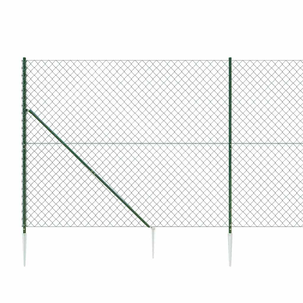 vidaXL Ogrodzenie z siatki, z kotwami, zielone, 1,4x25 m