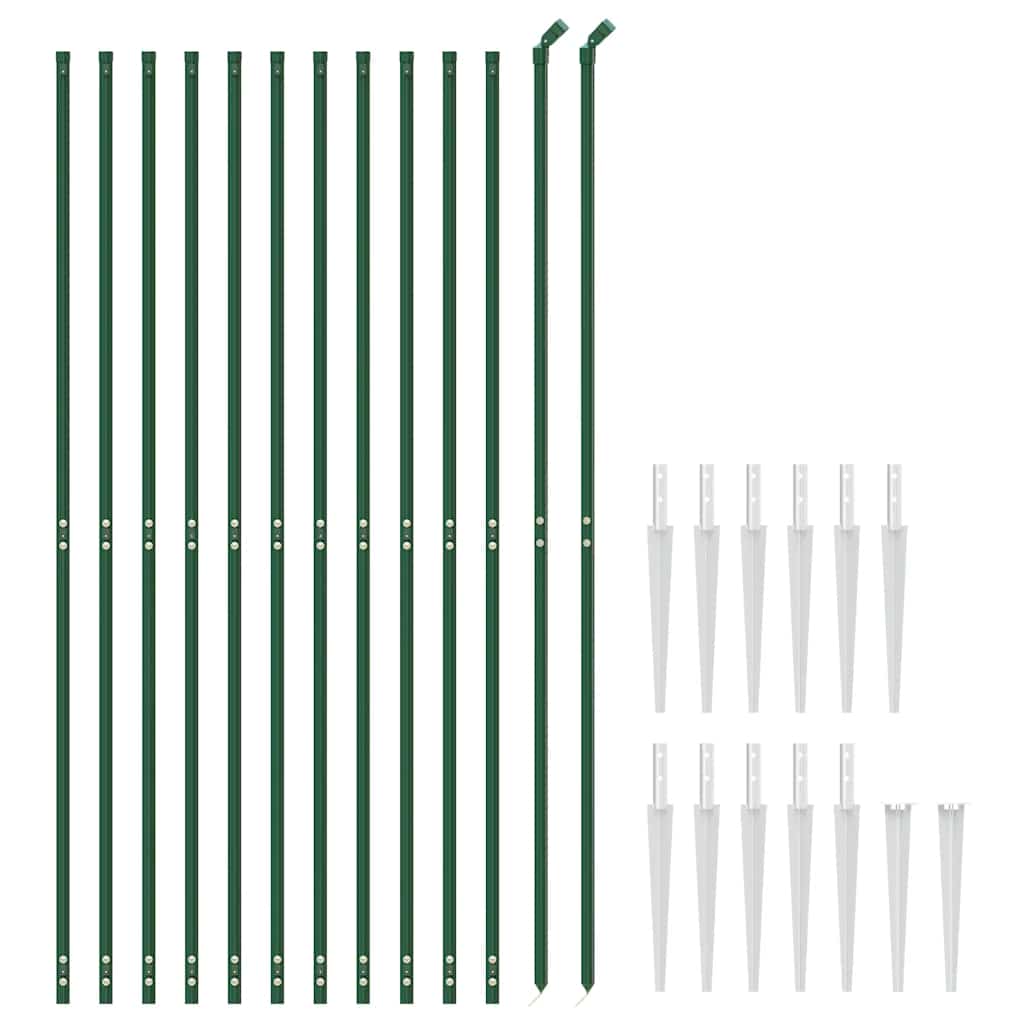 vidaXL Ogrodzenie z siatki, z kotwami, zielone, 1,6x25 m