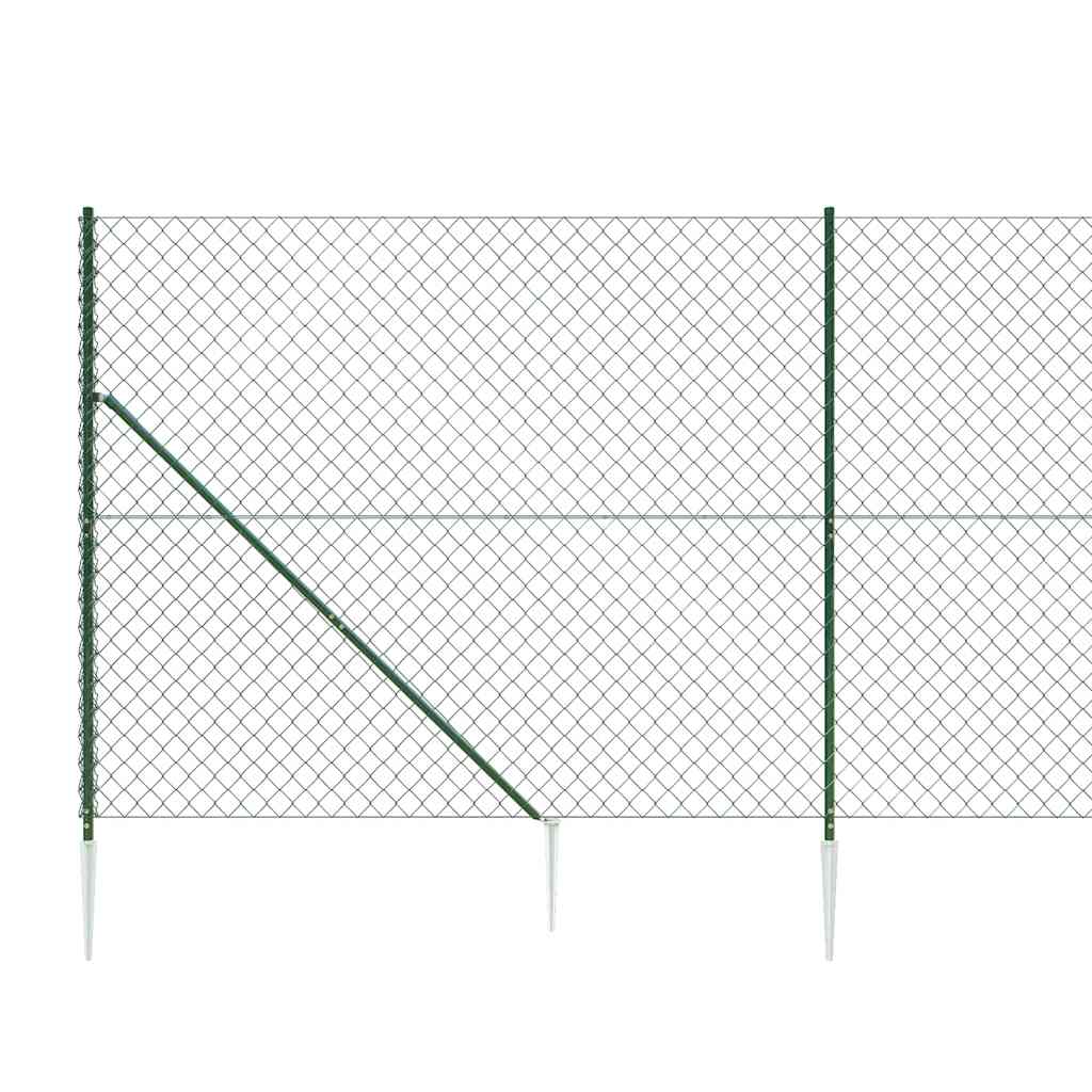 vidaXL Ogrodzenie z siatki, z kotwami, zielone, 1,6x25 m