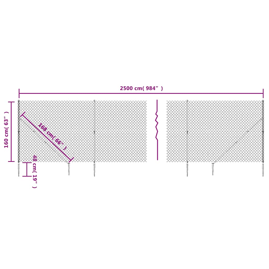 vidaXL Ogrodzenie z siatki, z kotwami, zielone, 1,6x25 m