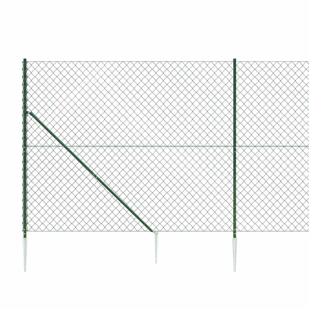 vidaXL Ogrodzenie z siatki, z kotwami, zielone, 2x25 m