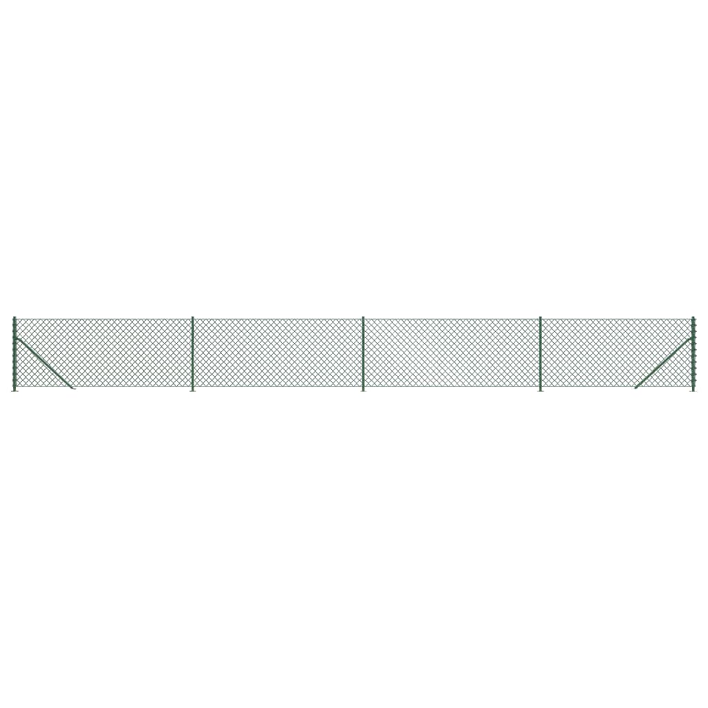 vidaXL Ogrodzenie z siatki, ze stopami słupków, zielone, 0,8x10 m