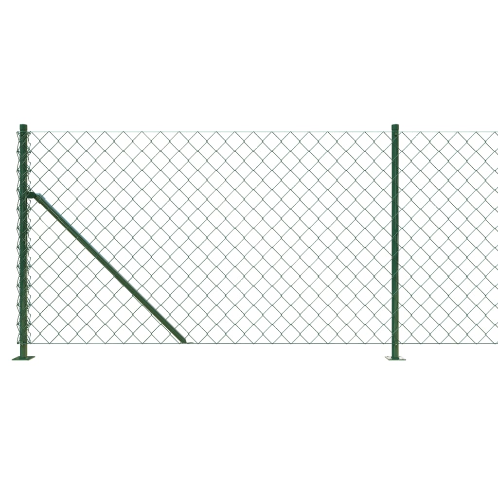 vidaXL Ogrodzenie z siatki, ze stopami słupków, zielone, 1x10 m