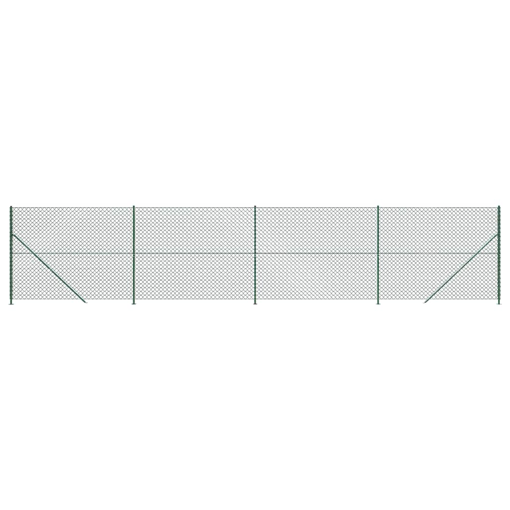 vidaXL Ogrodzenie z siatki, ze stopami słupków, zielone, 1,6x10 m