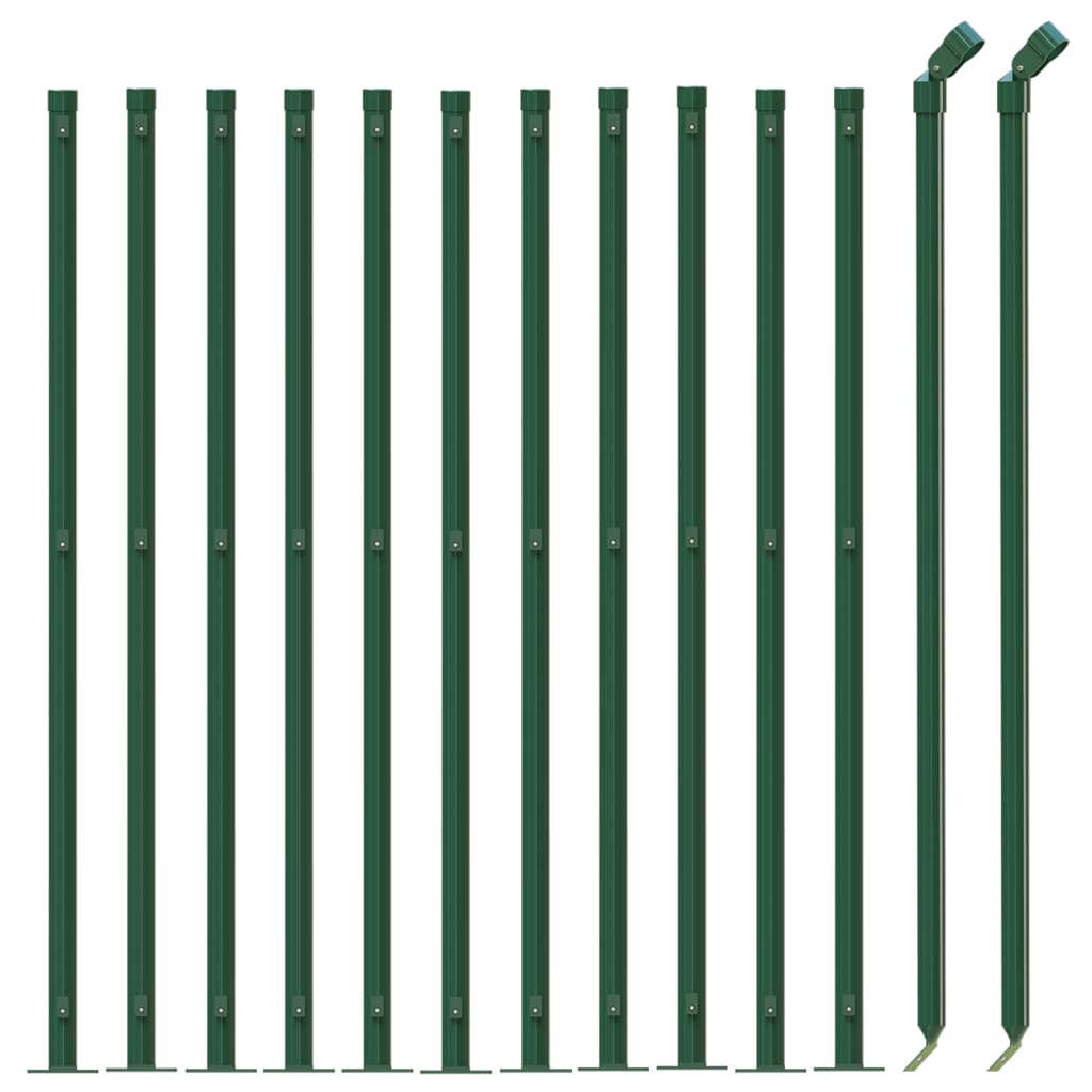 vidaXL Ogrodzenie z siatki ze stopami słupków, zielone, 0,8x25 m