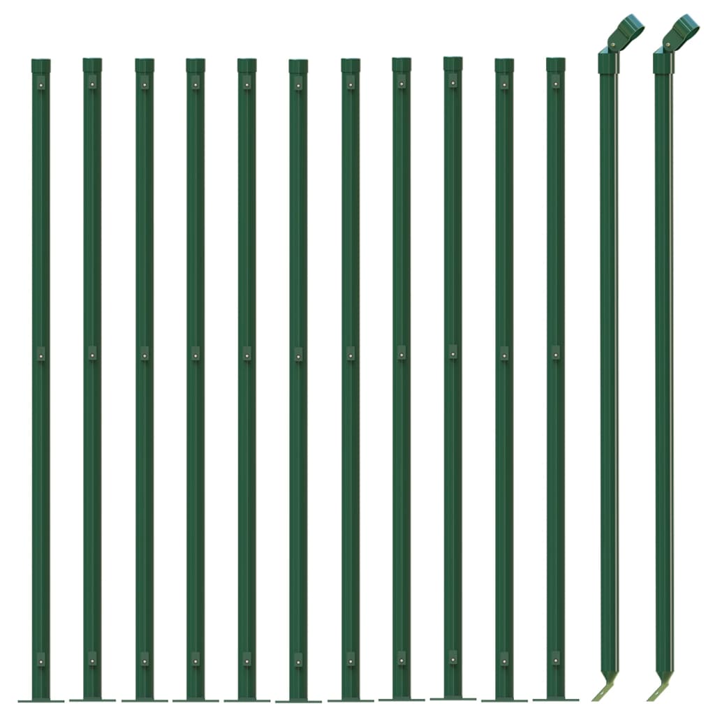 vidaXL Ogrodzenie z siatki, ze stopami słupków, zielone, 1x25 m