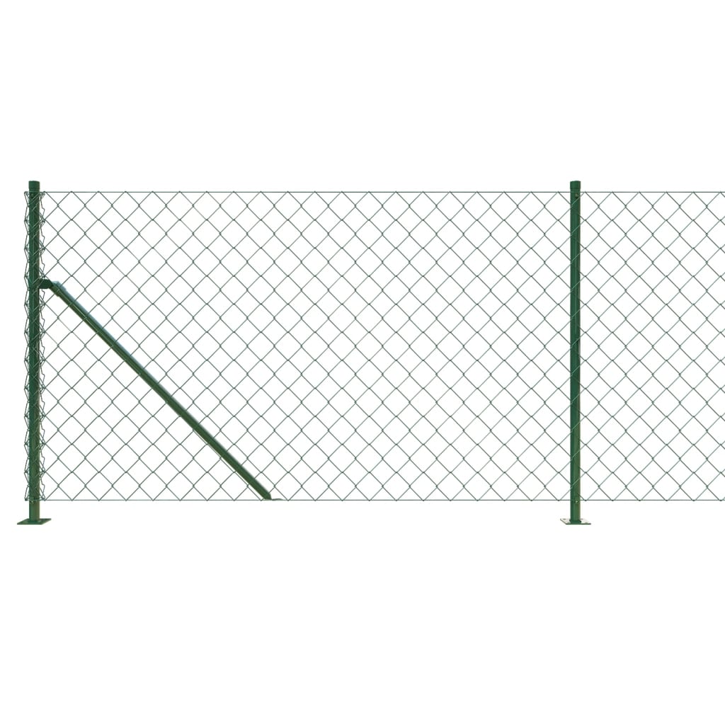 vidaXL Ogrodzenie z siatki, ze stopami słupków, zielone, 1x25 m