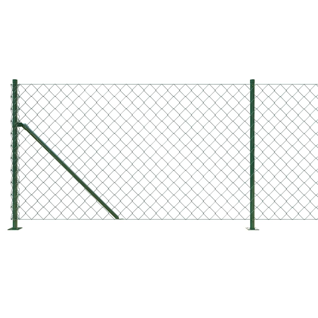 vidaXL Ogrodzenie z siatki, ze stopami słupków, zielone, 1,1x25 m