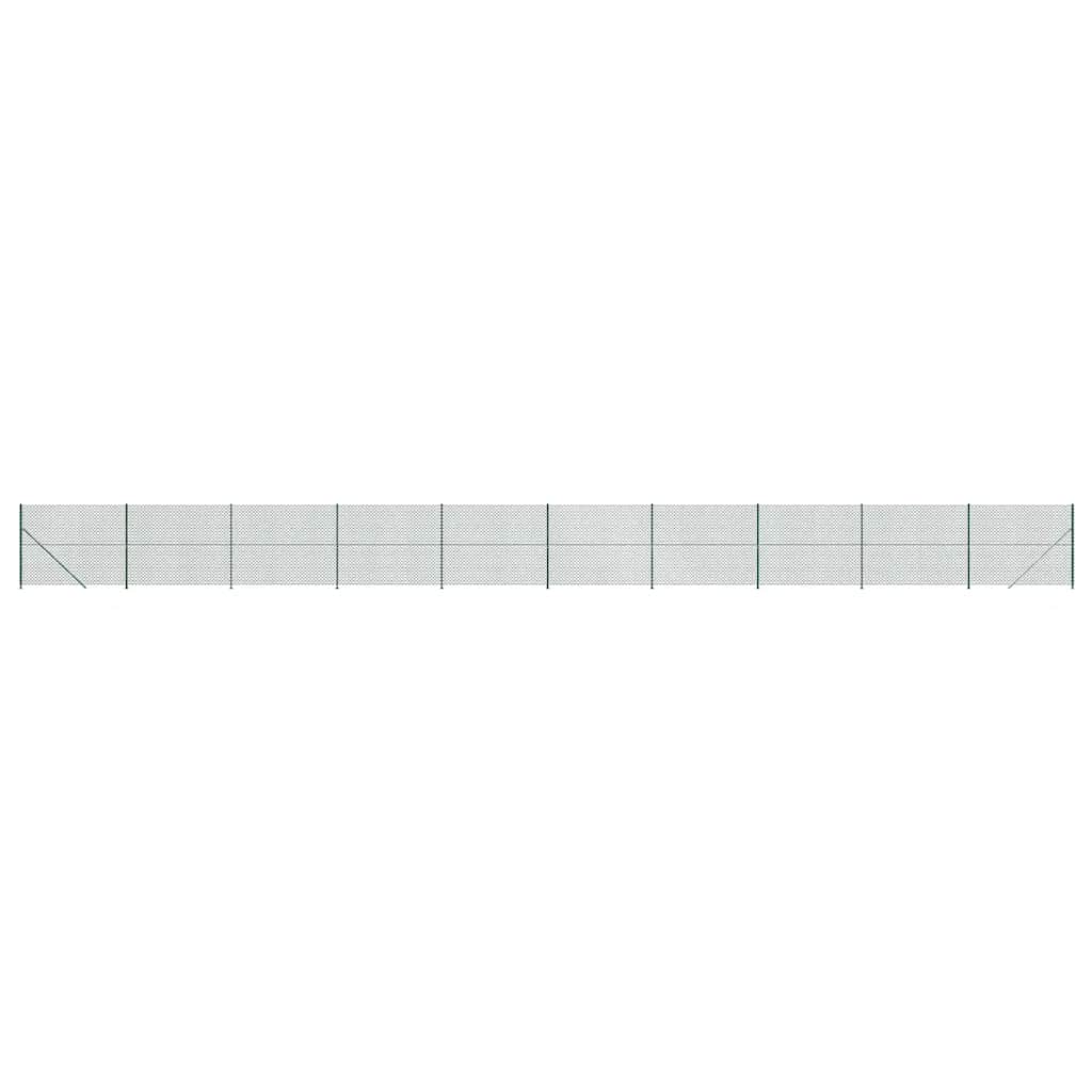 vidaXL Ogrodzenie z siatki, ze stopami słupków, zielone, 1,4x25 m