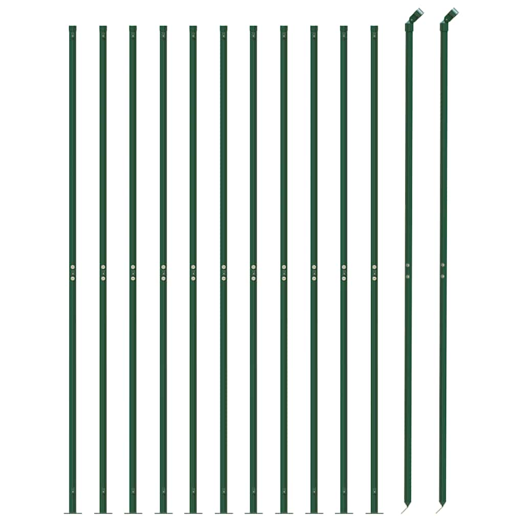 vidaXL Ogrodzenie z siatki, ze stopami słupków, zielone, 1,4x25 m