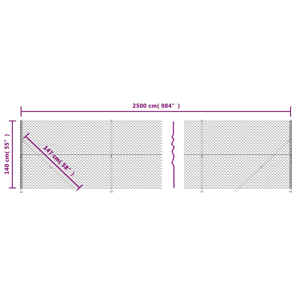 vidaXL Ogrodzenie z siatki, ze stopami słupków, zielone, 1,4x25 m
