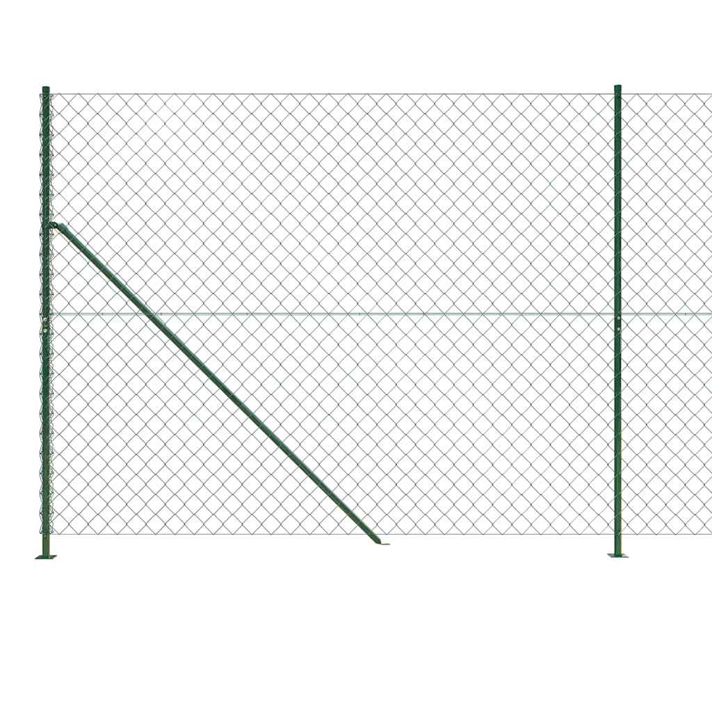 vidaXL Ogrodzenie z siatki, ze stopami słupków, zielone, 1,6x25 m