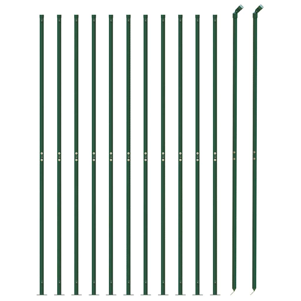vidaXL Ogrodzenie z siatki, ze stopami słupków, zielone, 1,8x25 m