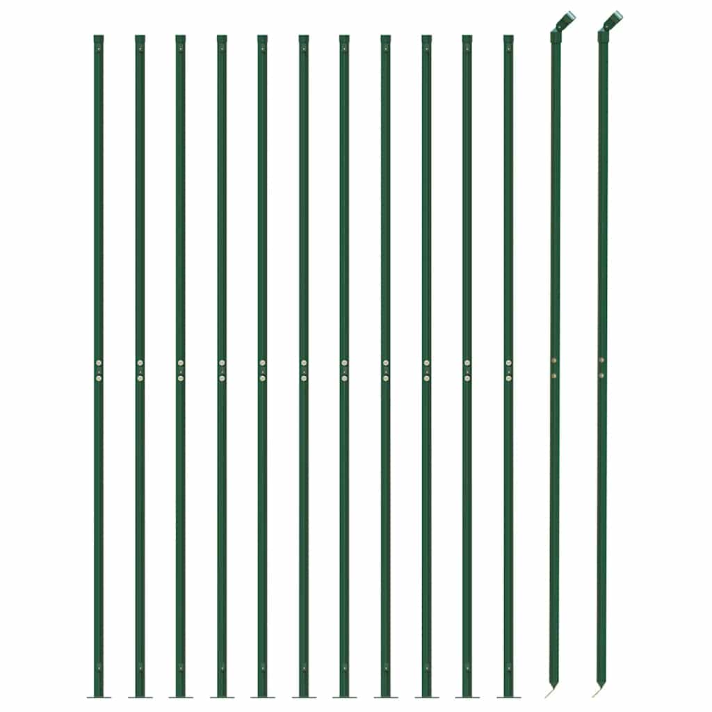 vidaXL Ogrodzenie z siatki, ze stopami słupków, zielone, 2,2x25 m