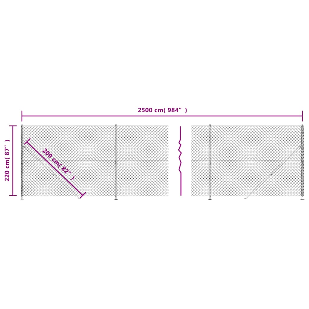 vidaXL Ogrodzenie z siatki, ze stopami słupków, zielone, 2,2x25 m