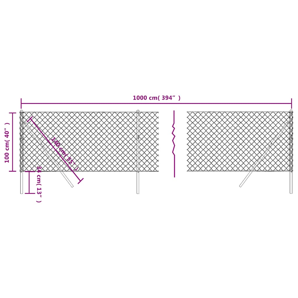 vidaXL Ogrodzenie z siatki, antracytowe, 1x10 m