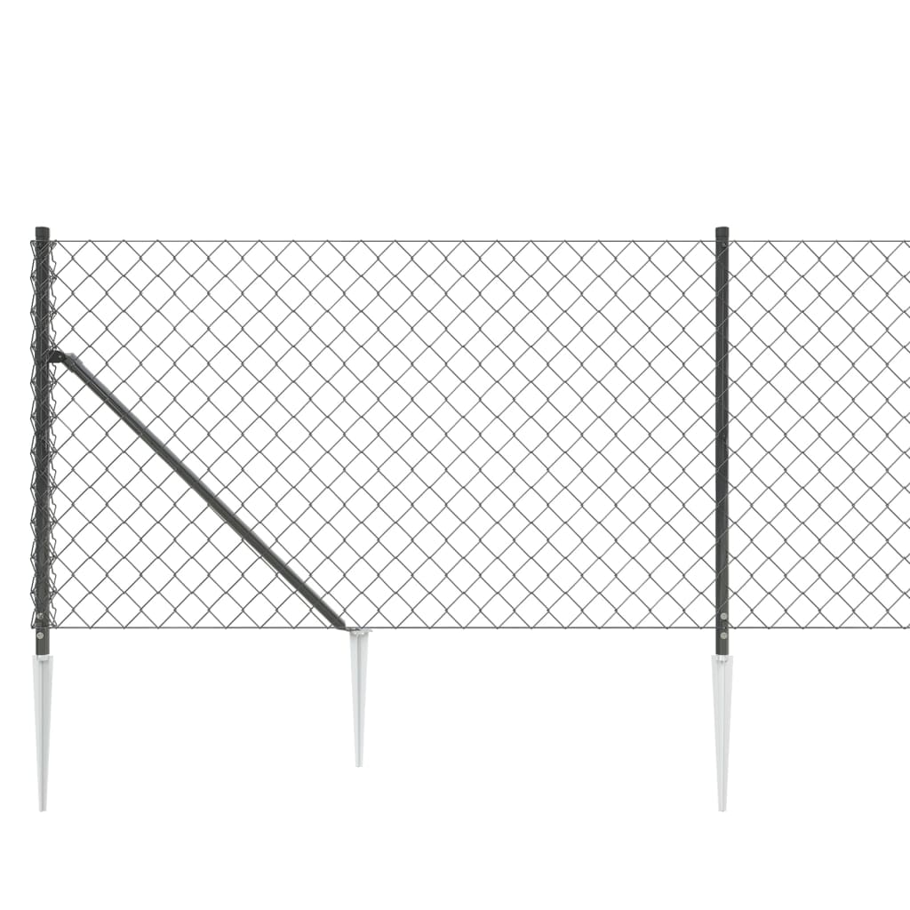 vidaXL Ogrodzenie z siatki, z kotwami, antracytowe, 0,8x25 m
