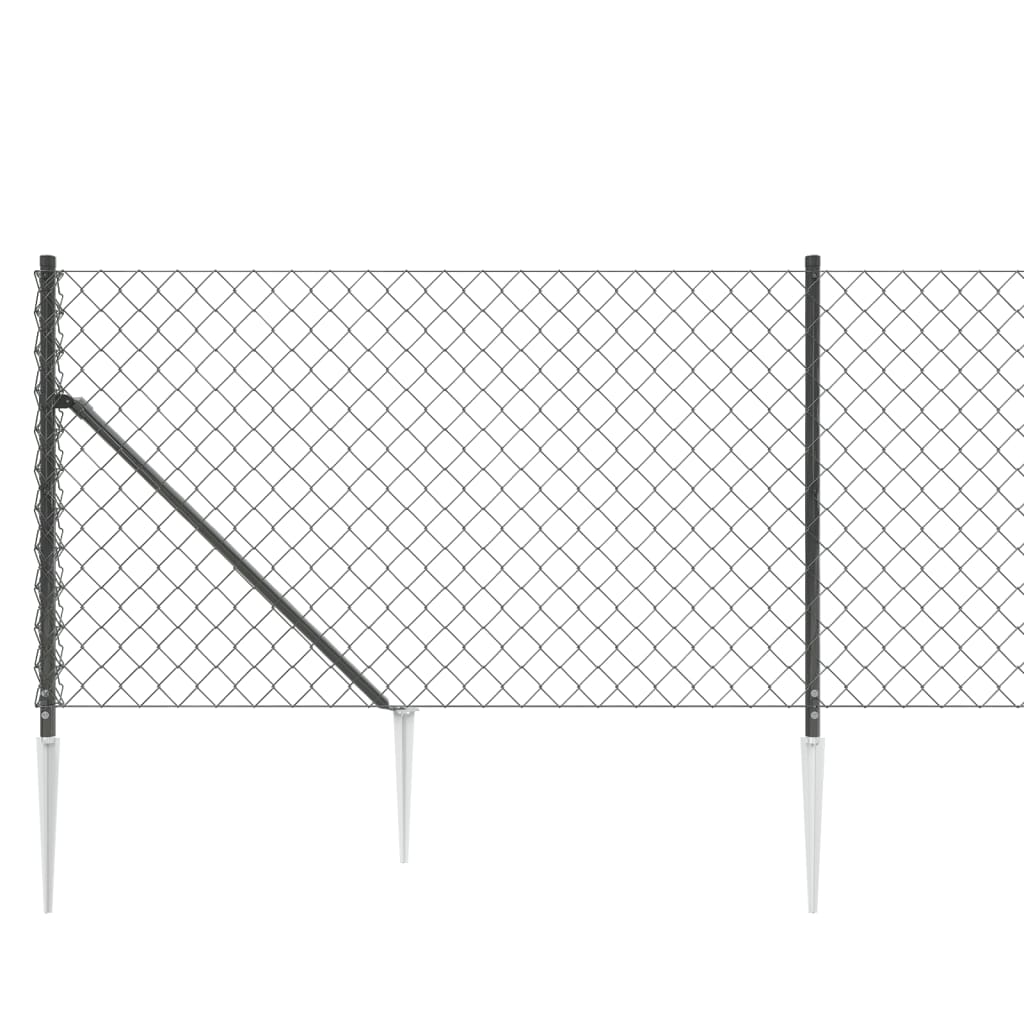 vidaXL Ogrodzenie z siatki, z kotwami, antracytowe, 1,1x25 m