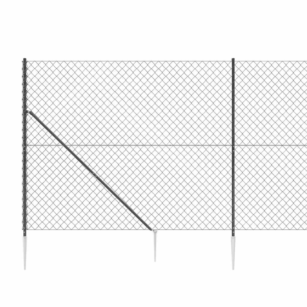 vidaXL Ogrodzenie z siatki, z kotwami, antracytowe, 1,8x25 m