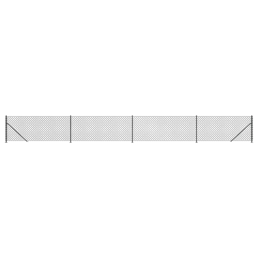 vidaXL Ogrodzenie z siatki, ze stopami słupków, antracytowe, 1,1x10 m