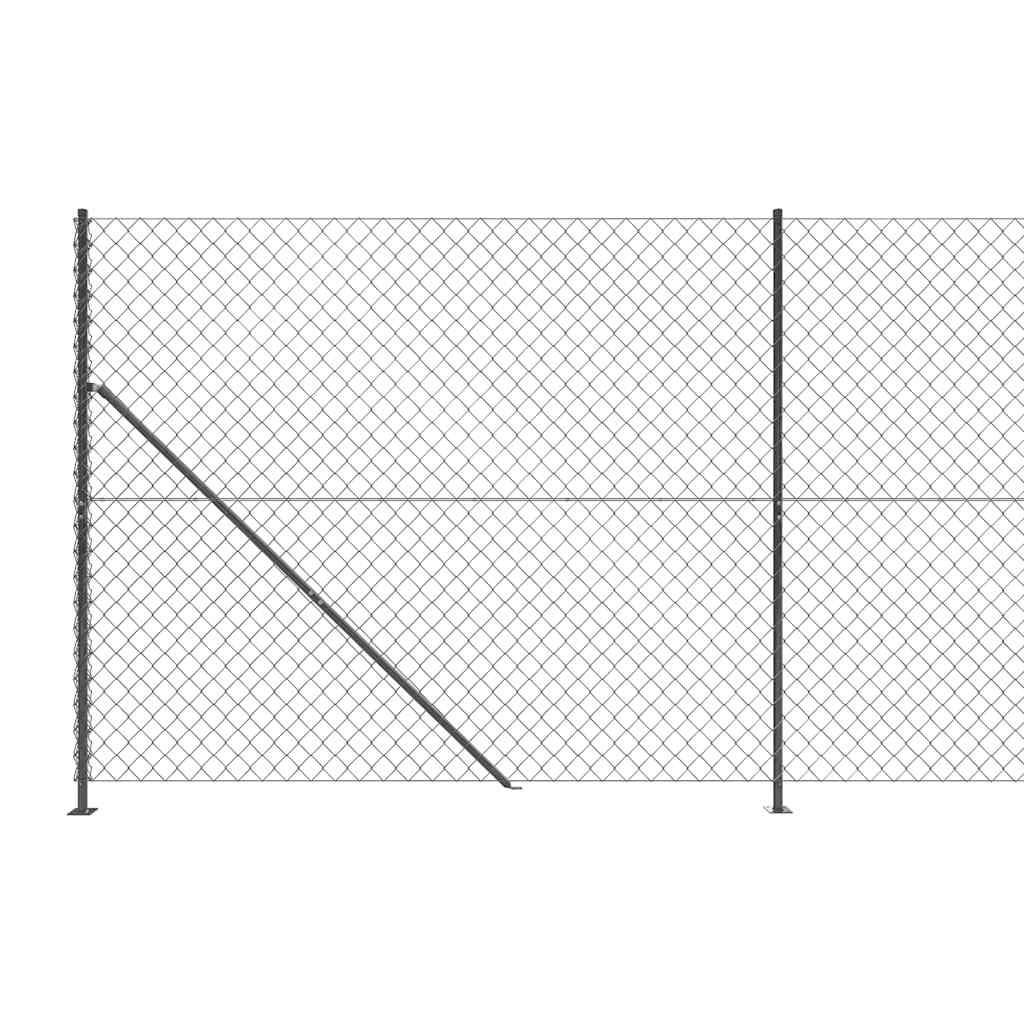 vidaXL Ogrodzenie z siatki, ze stopami słupków, antracytowe, 1,4x25 m