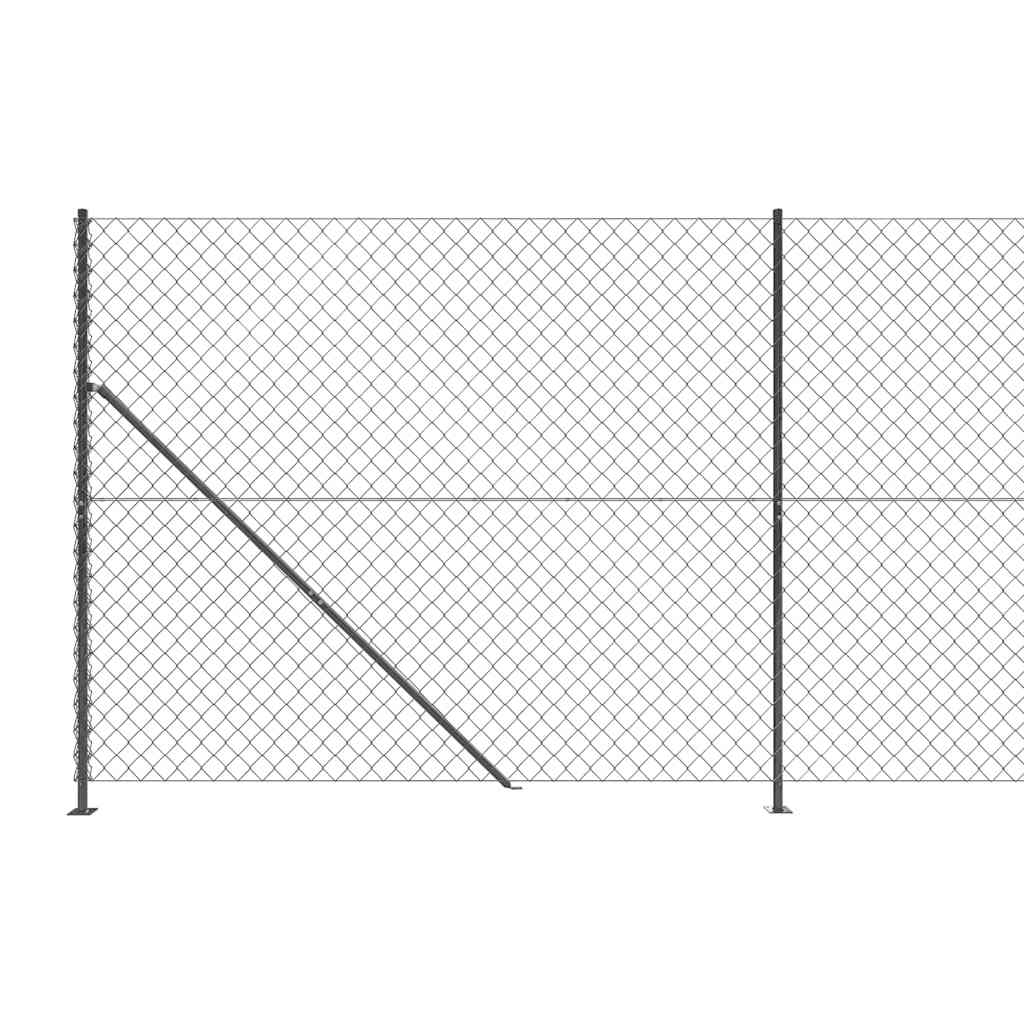 vidaXL Ogrodzenie z siatki, ze stopami słupków, antracytowe, 1,6x25 m