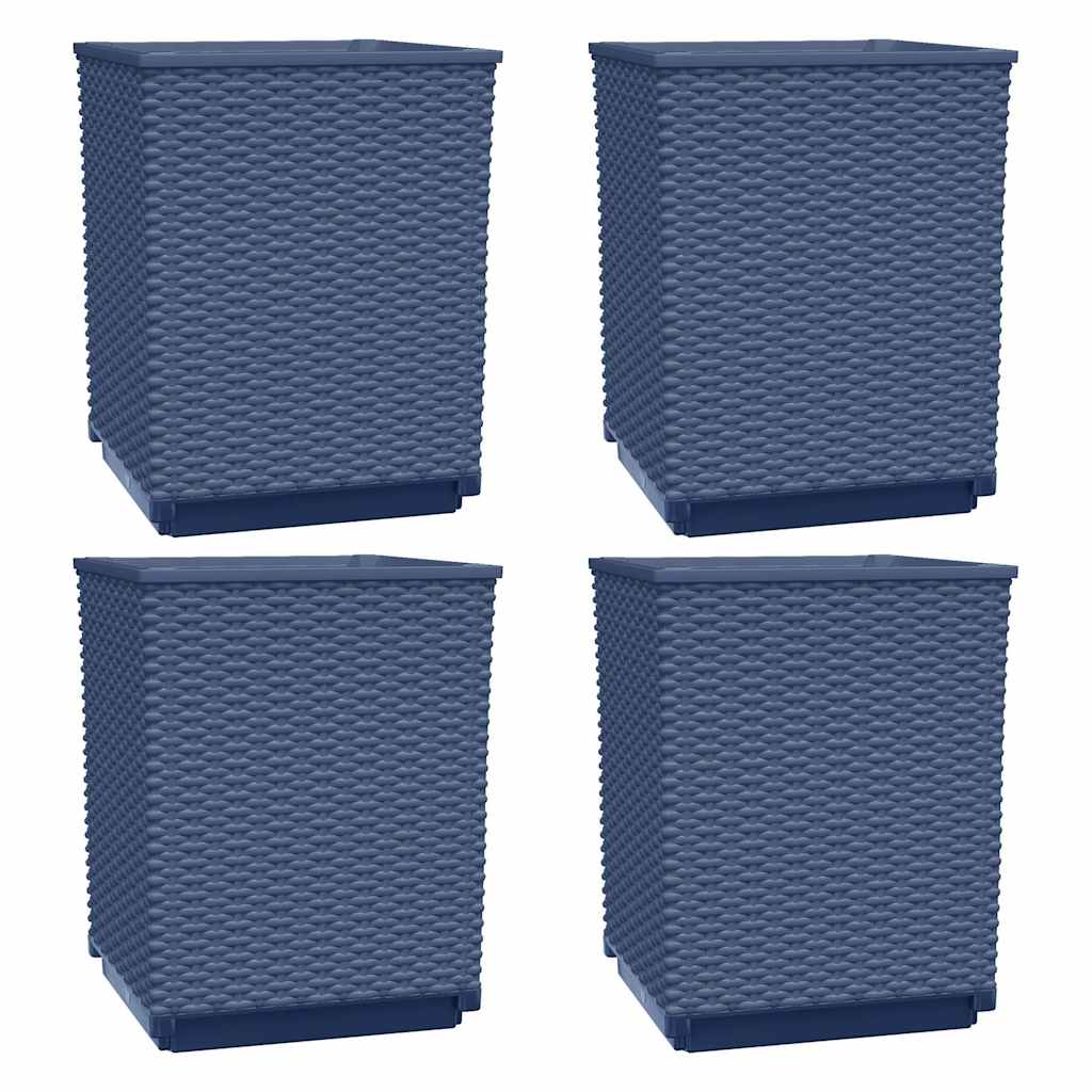vidaXL Donice, 4 szt., niebieskoszare, 30x30x37 cm, polipropylen
