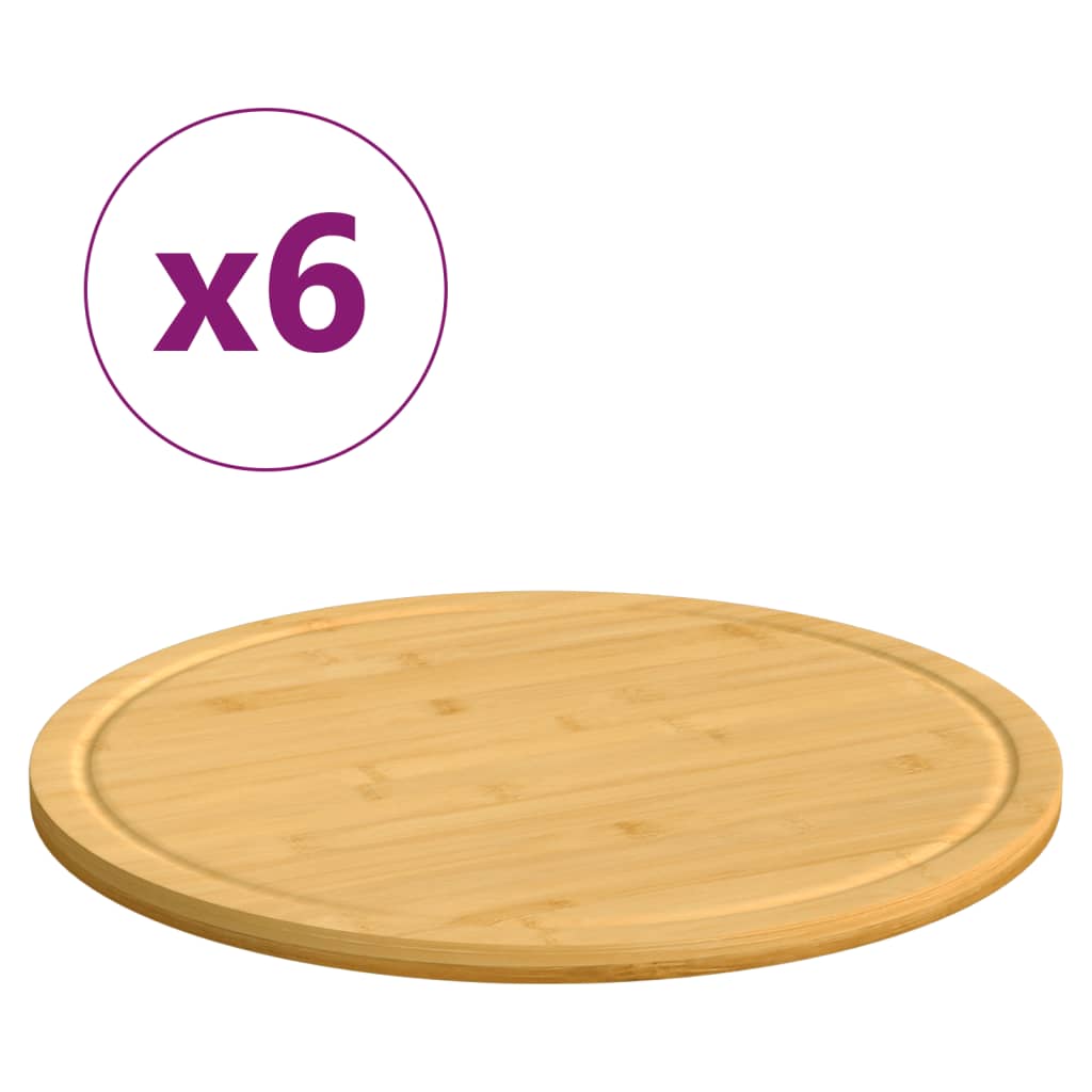 vidaXL Deski do krojenia, 6 szt., Ø40x1,5 cm, bambusowa