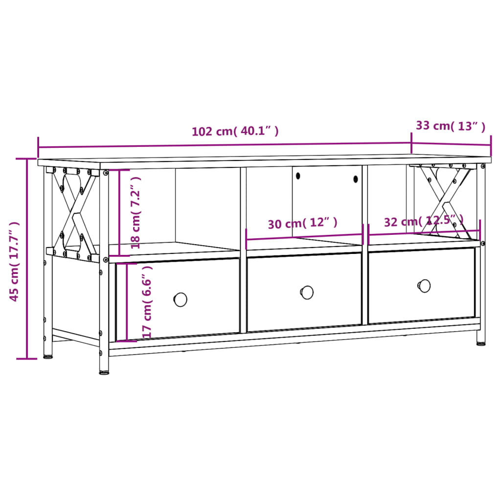 vidaXL Szafka pod telewizor, czarna, 102x33x45 cm