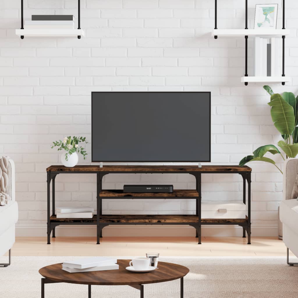 vidaXL Szafka pod telewizor, przydymiony dąb, 121x35x45 cm