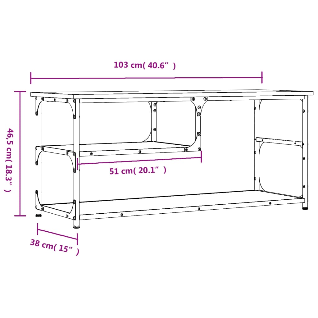 vidaXL Szafka pod TV, szary dąb sonoma, 103x38x46,5 cm