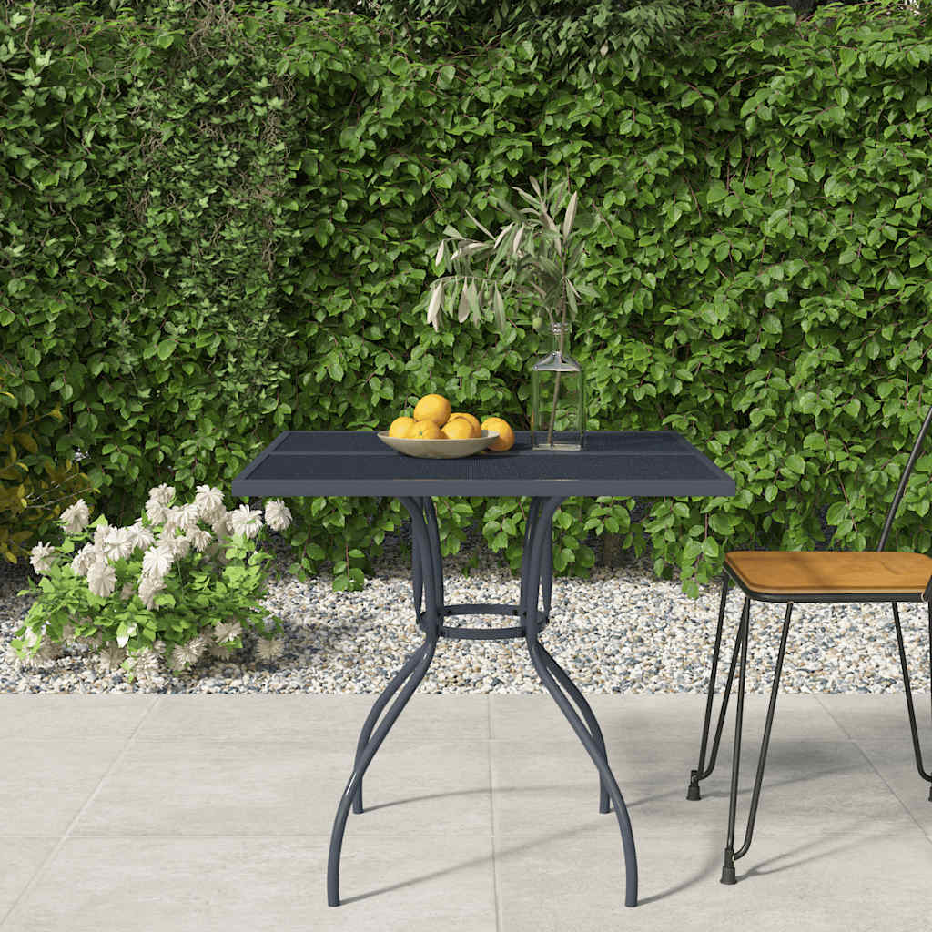 vidaXL Stolik ogrodowy, antracytowy, 80x80x72,5 cm, stalowa siatka
