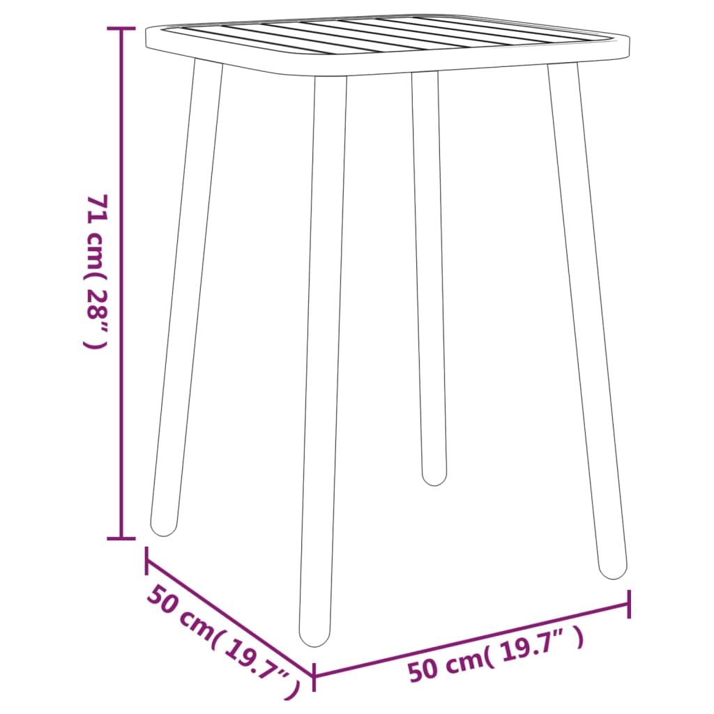vidaXL Stolik ogrodowy, antracytowy, 50x50x71 cm, stalowy