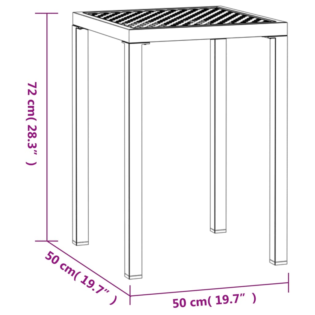 vidaXL Stolik ogrodowy, antracytowy, 50x50x72 cm, stal