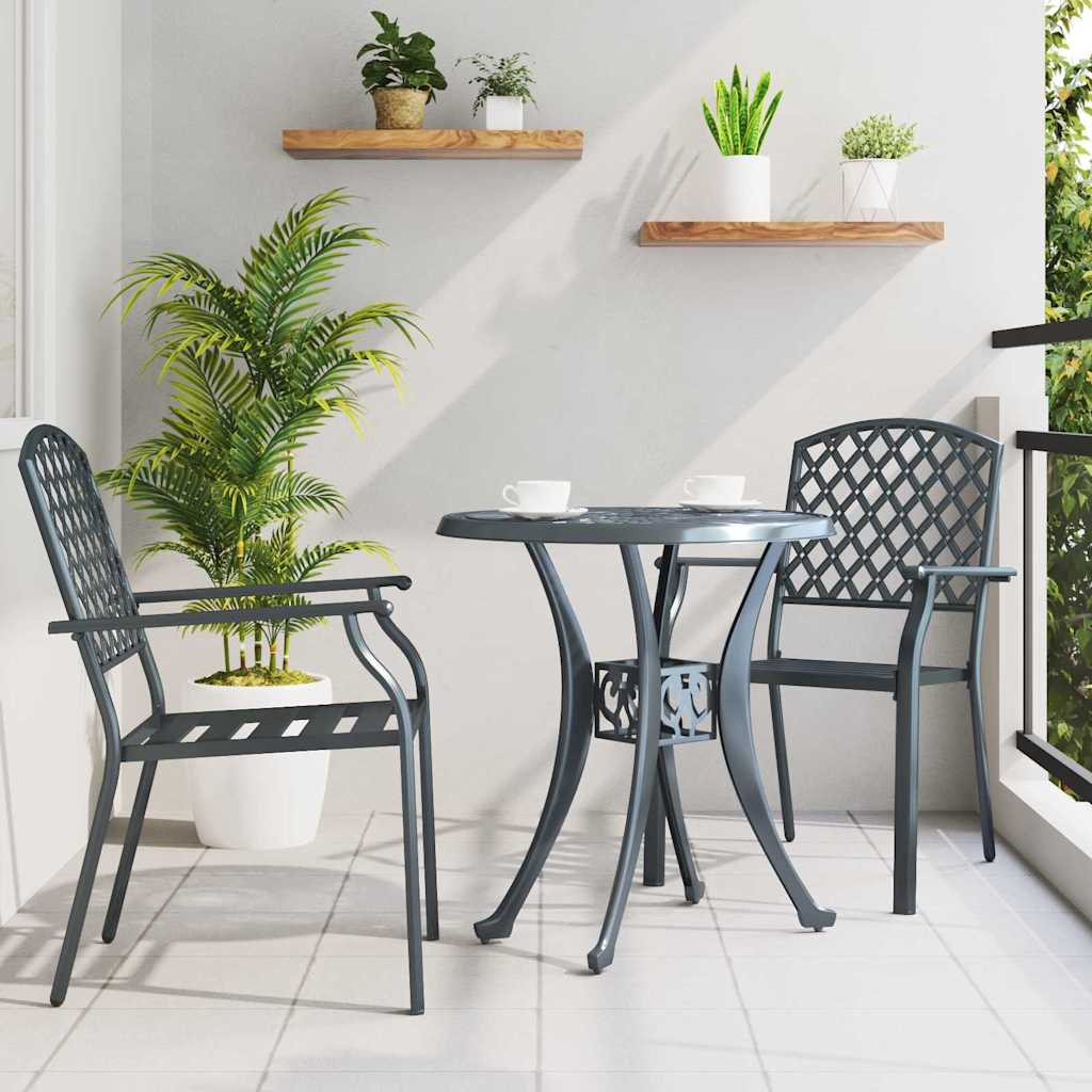 vidaXL Krzesło Ogrodowe 2 pcs Antracyt 56 x 65 x 89 cm Stal