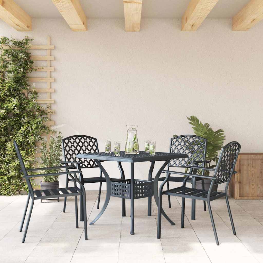 vidaXL Krzesło Ogrodowe 4 pcs Antracyt 56 x 65 x 89 cm Stal
