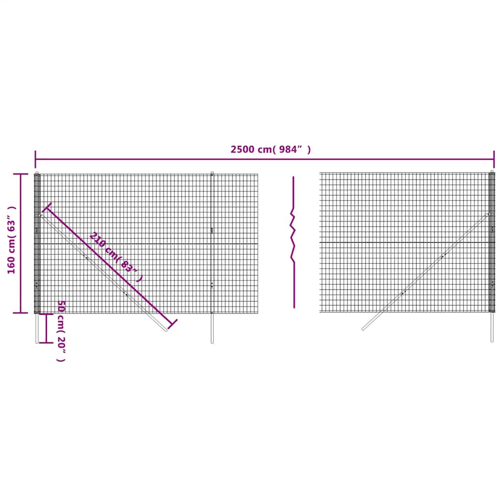 vidaXL Ogrodzenie ze zgrzewanej siatki, zielone, 1,6x25 m